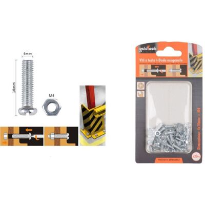 TRADE SHOP TRAESIO Trade Shop - Set 29 Pz Viti Vite Testa A Croce Tonda 4x10 Mm Con Dadi Dado Esagonale M4 90958 - TRADE SHOP TRAESIO Trade Shop - Set 29 Pz Viti Vite Testa A Croce Tonda 4x10 Mm Con Dadi Dado Esagonale M4 90958 -