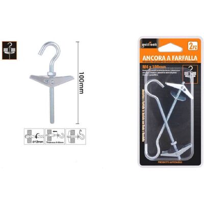 Trade Shop Juego de Anclajes Mariposa M4x100mm - Fijaciones Trade Shop Juego de Anclajes Mariposa M4x100mm - Fijaciones