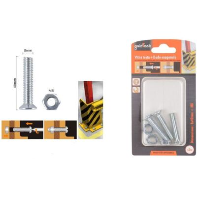 TRADE SHOP TRAESIO Trade Shop - Set 3 Pezzi Viti Vite Testa A Croce Piatta 8 X 40 Mm Con Dado Esagonale M8 90949 - TRADE SHOP TRAESIO Trade Shop - Set 3 Pezzi Viti Vite Testa A Croce Piatta 8 X 40 Mm Con Dado Esagonale M8 90949 -