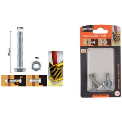 TRADE SHOP TRAESIO Trade Shop - Set 3 Pz Vite Viti Per Esterno A Testa Esagonali 8 X 20mm Con Dadi Dado M8 90919 - TRADE SHOP TRAESIO Trade Shop - Set 3 Pz Vite Viti Per Esterno A Testa Esagonali 8 X 20mm Con Dadi Dado M8 90919 -