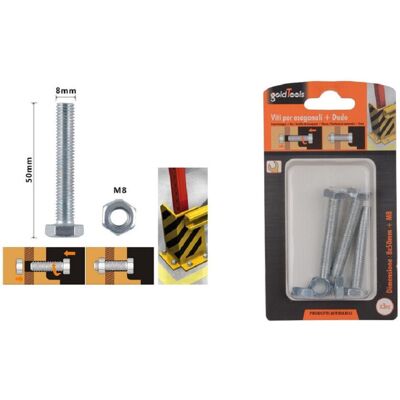 TRADE SHOP TRAESIO Trade Shop - Set 3 Pz Vite Viti Per Esterno A Testa Esagonali 8x50 Mm Con Dadi Dado M8 90922 - TRADE SHOP TRAESIO Trade Shop - Set 3 Pz Vite Viti Per Esterno A Testa Esagonali 8x50 Mm Con Dadi Dado M8 90922 -
