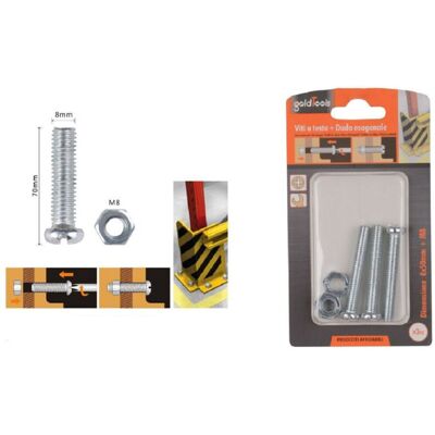 TRADE SHOP TRAESIO Trade Shop - Set 3 Pz Viti Vite Testa A Croce Tonda 8 X 50mm Con Dadi Dado Esagonale M8 90987 - TRADE SHOP TRAESIO Trade Shop - Set 3 Pz Viti Vite Testa A Croce Tonda 8 X 50mm Con Dadi Dado Esagonale M8 90987 -