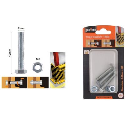 TRADE SHOP TRAESIO Trade Shop - Set 3pz Vite Viti Per Esterno A Testa Esagonali 8 X 40 Mm Con Dadi Dado M8 90921 - TRADE SHOP TRAESIO Trade Shop - Set 3pz Vite Viti Per Esterno A Testa Esagonali 8 X 40 Mm Con Dadi Dado M8 90921 -
