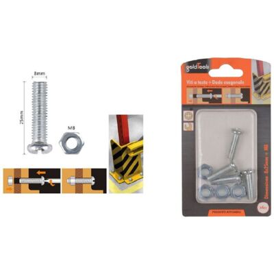 TRADE SHOP TRAESIO Trade Shop - Set 4 Pz Viti Vite Testa A Croce Tonda 8x25mm Con Dadi Dado Esagonale M8 90984 - TRADE SHOP TRAESIO Trade Shop - Set 4 Pz Viti Vite Testa A Croce Tonda 8x25mm Con Dadi Dado Esagonale M8 90984 -