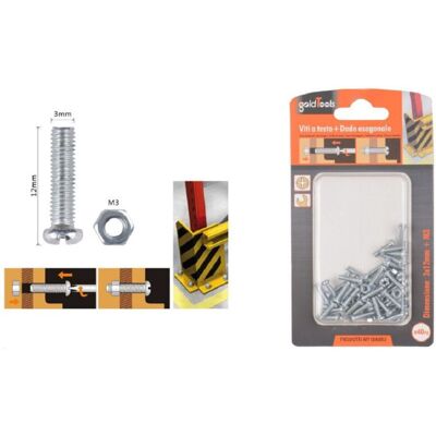 TRADE SHOP TRAESIO Trade Shop - Set 40 Pz Viti Vite Testa A Croce Tonda 3x12 Mm Con Dadi Dado Esagonale M3 90952 - TRADE SHOP TRAESIO Trade Shop - Set 40 Pz Viti Vite Testa A Croce Tonda 3x12 Mm Con Dadi Dado Esagonale M3 90952 -