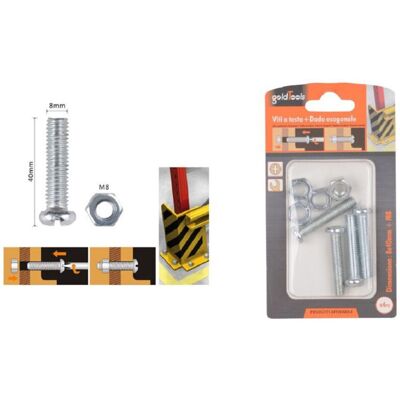 TRADE SHOP TRAESIO Trade Shop - Set 4pz Viti Vite Testa A Croce Tonda 8 X 40mm Con Dadi Dado Esagonale M8 90986 - TRADE SHOP TRAESIO Trade Shop - Set 4pz Viti Vite Testa A Croce Tonda 8 X 40mm Con Dadi Dado Esagonale M8 90986 -