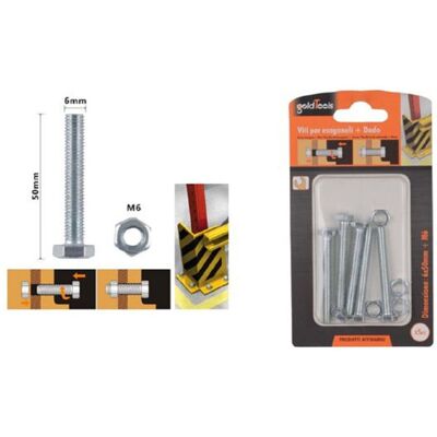 TRADE SHOP TRAESIO Trade Shop - Set 5 Pz Vite Viti Per Esterno A Testa Esagonali 6x50 Mm Con Dadi Dado M6 90918 - TRADE SHOP TRAESIO Trade Shop - Set 5 Pz Vite Viti Per Esterno A Testa Esagonali 6x50 Mm Con Dadi Dado M6 90918 -
