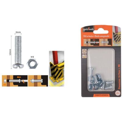 TRADE SHOP TRAESIO Trade Shop - Set 5 Pz Viti Vite Testa A Croce Tonda 8x12 Mm Con Dadi Dado Esagonale M8 90981 - TRADE SHOP TRAESIO Trade Shop - Set 5 Pz Viti Vite Testa A Croce Tonda 8x12 Mm Con Dadi Dado Esagonale M8 90981 -
