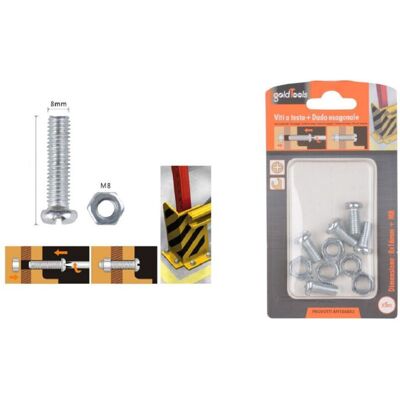 TRADE SHOP TRAESIO Trade Shop - Set 5 Pz Viti Vite Testa A Croce Tonda 8x16 Mm Con Dadi Dado Esagonale M8 90982 - TRADE SHOP TRAESIO Trade Shop - Set 5 Pz Viti Vite Testa A Croce Tonda 8x16 Mm Con Dadi Dado Esagonale M8 90982 -