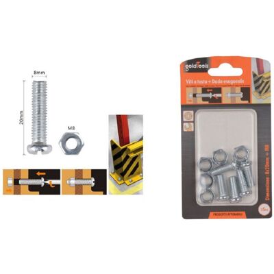 TRADE SHOP TRAESIO Trade Shop - Set 5 Pz Viti Vite Testa A Croce Tonda 8x20 Mm Con Dadi Dado Esagonale M8 90983 - TRADE SHOP TRAESIO Trade Shop - Set 5 Pz Viti Vite Testa A Croce Tonda 8x20 Mm Con Dadi Dado Esagonale M8 90983 -