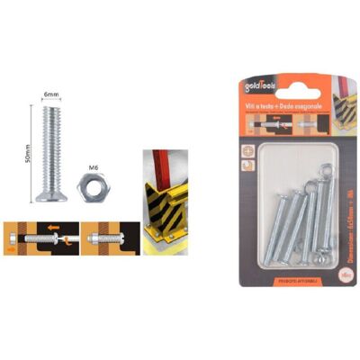 Trade Shop Tornillos de Cabeza Plana M6 - Set de 6 Trade Shop Tornillos de Cabeza Plana M6 - Set de 6