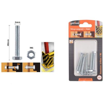 TRADE SHOP TRAESIO Trade Shop - Set 6 Pz Vite Viti Per Esterno A Testa Esagonali 6x40 Mm Con Dadi Dado M6 90917 - TRADE SHOP TRAESIO Trade Shop - Set 6 Pz Vite Viti Per Esterno A Testa Esagonali 6x40 Mm Con Dadi Dado M6 90917 -