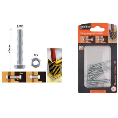 TRADE SHOP TRAESIO Trade Shop - Set 8pz Vite Viti Per Esterno A Testa Esagonali 5 X 40 Mm Con Dadi Dado M5 90912 - TRADE SHOP TRAESIO Trade Shop - Set 8pz Vite Viti Per Esterno A Testa Esagonali 5 X 40 Mm Con Dadi Dado M5 90912 -