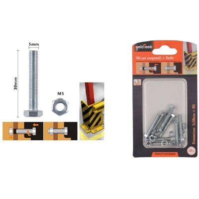 TRADE SHOP TRAESIO Trade Shop - Set 9pz Vite Viti Per Esterno A Testa Esagonali 5 X 30 Mm Con Dadi Dado M5 90911 - TRADE SHOP TRAESIO Trade Shop - Set 9pz Vite Viti Per Esterno A Testa Esagonali 5 X 30 Mm Con Dadi Dado M5 90911 -