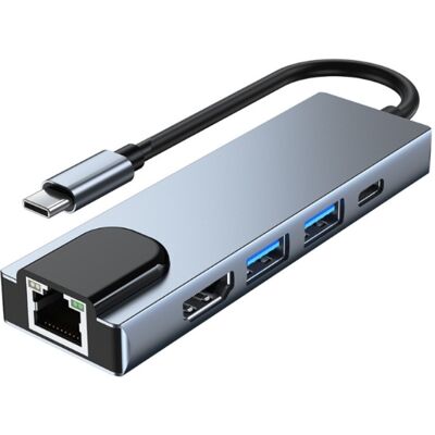 OEM Hub Adaptateur Usb Pd 2.0, Usb 3.0, Type C, Hdmi 4k Avec Ethernet Rj45 5 En 1 OEM Hub Adaptateur Usb Pd 2.0, Usb 3.0, Type C, Hdmi 4k Avec Ethernet Rj45 5 En 1