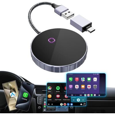 OEM Adaptador Inalámbrico Carplay 2024 Y Adaptador Inalámbrico Android Auto, 2 En 1 Con Cable A Inalámbrico Carplay Y Android Para Vehículos Con Carplay Con Cable De Fábrica, Adaptador Inalámbrico Carplay OEM Adaptador Inalámbrico Carplay 2024 Y Adaptador Inalámbrico Android Auto, 2 En 1 Con Cable A Inalámbrico Carplay Y Android Para Vehículos Con Carplay Con Cable De Fábrica, Adaptador Inalámbrico Carplay