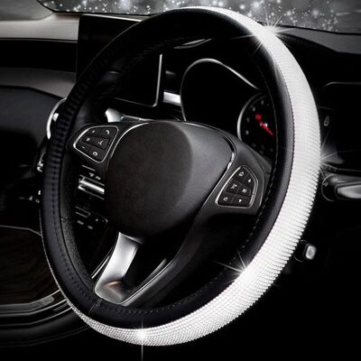 DPZO Funda Universal Para Volante De Coche, Brillante, De 38 Cm / 15 Pulgadas, Completamente Adornada Con Diamantes De Imitación, Funda De Cuero Para Volante, Accesorio De Decoración Para El Interior Del C DPZO Funda Universal Para Volante De Coche, Brillante, De 38 Cm / 15 Pulgadas, Completamente Adornada Con Diamantes De Imitación, Funda De Cuero Para Volante, Accesorio De Decoración Para El Interior Del C