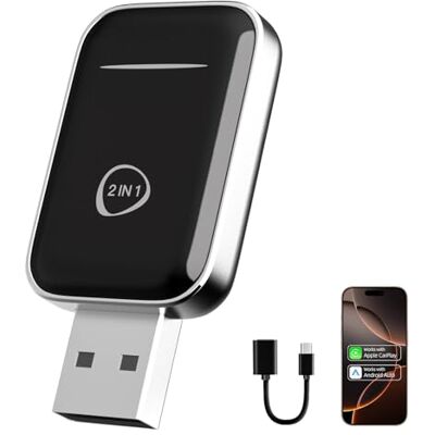 OEM Adaptador Inalámbrico Carplay, 2 En 1 Carplay Y Android Auto, Con Conexión Inalámbrica, Plug & Play Para Ios 10+/android 11+, Compatible Con Vehículos De 2016+, Usb-a/usb-c (schwbrz B) OEM Adaptador Inalámbrico Carplay, 2 En 1 Carplay Y Android Auto, Con Conexión Inalámbrica, Plug & Play Para Ios 10+/android 11+, Compatible Con Vehículos De 2016+, Usb-a/usb-c (schwbrz B)