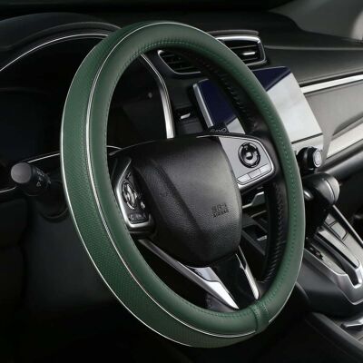 OEM Funda De Volante De Cuero Verde Con Franja De Fibra, Funda Universal Para Volante De Coche De 15 Pulgadas. OEM Funda De Volante De Cuero Verde Con Franja De Fibra, Funda Universal Para Volante De Coche De 15 Pulgadas.