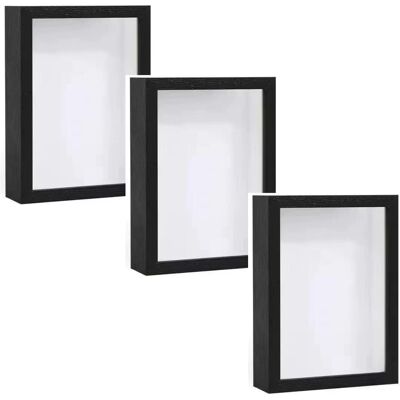 OEM Object Frames - Shadow Box Madera 3d Profundidad 3 Cm Formato A4 21x29 7 Cm - Para Fotos Arte Y Recuerdos - Negro - Paquete De 3 OEM Object Frames - Shadow Box Madera 3d Profundidad 3 Cm Formato A4 21x29 7 Cm - Para Fotos Arte Y Recuerdos - Negro - Paquete De 3