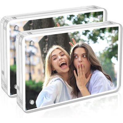 OEM Juego De 2 Marcos De Fotos Magnéticos De Acrílico De 10x15 Cm - Doble Cara Y Sin Marco Para Escritorio OEM Juego De 2 Marcos De Fotos Magnéticos De Acrílico De 10x15 Cm - Doble Cara Y Sin Marco Para Escritorio