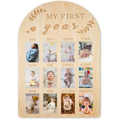 OEM Marco De Fotos Para Bebé: "mi Primer Año", Exhibidor De Fotos De Madera Personalizado, Decoración Para Habitación Bebé / Baby Shower (para Niñas) OEM Marco De Fotos Para Bebé: "mi Primer Año", Exhibidor De Fotos De Madera Personalizado, Decoración Para Habitación Bebé / Baby Shower (para Niñas)