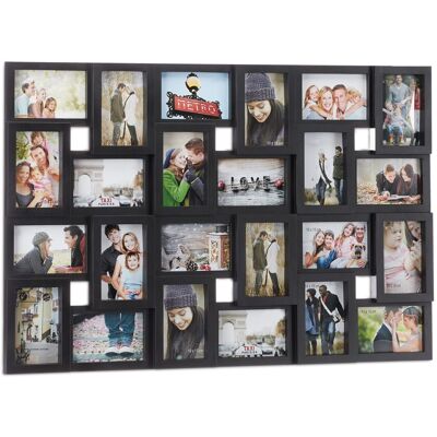 HELLOSHOP26 Portafotos Múltiple Vertical Horizontal 57 X 86 X 3 Cm Para 24 Fotos Decorativo De Plástico Negro 130005508 HELLOSHOP26 Portafotos Múltiple Vertical Horizontal 57 X 86 X 3 Cm Para 24 Fotos Decorativo De Plástico Negro 130005508