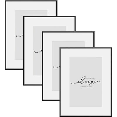 Marco De Fotos De Pared 4x 21x29,7 Cm, Marco, Frontal De Plexiglás Transparente, Para Tarjetas, Negro - Woltu Marco De Fotos De Pared 4x 21x29,7 Cm, Marco, Frontal De Plexiglás Transparente, Para Tarjetas, Negro - Woltu