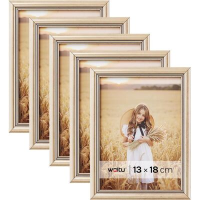Marcos De Fotos Originales De Madera Juego De 5 Marcos Para Fotos Mesa Pared Marcos Moderno De Estilo 13x18 Cm Marcos Vintage Para Gift Regalo Cumpleaños Fiestas Oro - Woltu Marcos De Fotos Originales De Madera Juego De 5 Marcos Para Fotos Mesa Pared Marcos Moderno De Estilo 13x18 Cm Marcos Vintage Para Gift Regalo Cumpleaños Fiestas Oro - Woltu