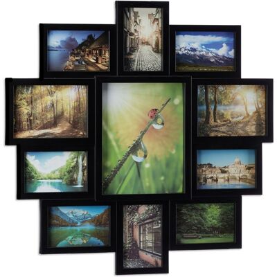 Relaxdays - Marco De Fotos Múltiple, 11 Fotografías, Para Colgar, Plástico, Dm Y Cartón, 1 Ud., Negro Relaxdays - Marco De Fotos Múltiple, 11 Fotografías, Para Colgar, Plástico, Dm Y Cartón, 1 Ud., Negro
