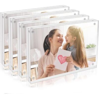 OEM Lote De 4 Marcos De Fotos En Acrílico De 15 X 10 Cm, Lucite A Doble Cara Con Cierre Magnético, Diseño Transparente Sin Marco Para Una Exhibición Elegante De Las Fotos OEM Lote De 4 Marcos De Fotos En Acrílico De 15 X 10 Cm, Lucite A Doble Cara Con Cierre Magnético, Diseño Transparente Sin Marco Para Una Exhibición Elegante De Las Fotos