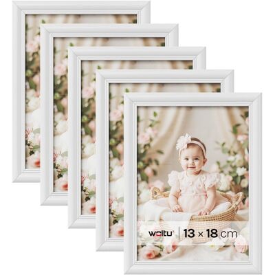 WOLTU - Original Wood Photo Frames 5-Pack - 13x18 cm - White - Picture Frame WOLTU - Original Wood Photo Frames 5-Pack - 13x18 cm - White - Picture Frame