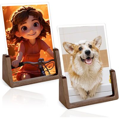 OEM Lot De 2 Cadres Photo, Double Face Forme U, Verre Hd, Socle Bois, Pour Table 10x15 Cm OEM Lot De 2 Cadres Photo, Double Face Forme U, Verre Hd, Socle Bois, Pour Table 10x15 Cm