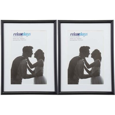 HELLOSHOP26 Lote De 2 Marcos De Fotos Decorativos 21 X 16 X 2 Cm Con Fijación De Pared Diseño Atemporal De Plástico Negro 130009634 HELLOSHOP26 Lote De 2 Marcos De Fotos Decorativos 21 X 16 X 2 Cm Con Fijación De Pared Diseño Atemporal De Plástico Negro 130009634