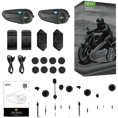 OEM Auriculares, Intercomunicador Para 6 Personas, Diseño Impermeable, Q8, 2 Unidades OEM Auriculares, Intercomunicador Para 6 Personas, Diseño Impermeable, Q8, 2 Unidades