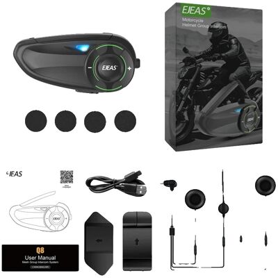 OEM Auriculares, Intercomunicador Para 6 Personas, Diseño Impermeable, Q8, 1 Unidad. OEM Auriculares, Intercomunicador Para 6 Personas, Diseño Impermeable, Q8, 1 Unidad.
