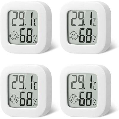 OEM Paquete De 4 Mini Termómetros Higrómetros De Interior De Alta Precisión Con Icono De Aire, Cómodos Para La Cocina, La Habitación Del Bebé, El Invernadero, El Almacén Y La Oficina. OEM Paquete De 4 Mini Termómetros Higrómetros De Interior De Alta Precisión Con Icono De Aire, Cómodos Para La Cocina, La Habitación Del Bebé, El Invernadero, El Almacén Y La Oficina.