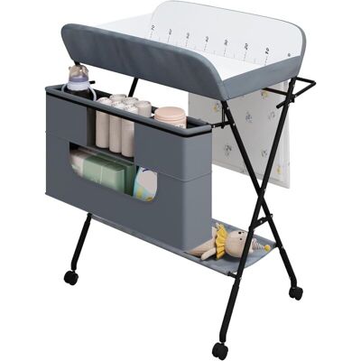 Woltu - Cambiador Plegable Para Bebés, Mesa Para Cambiar Pañales Para Niños, Gris Woltu - Cambiador Plegable Para Bebés, Mesa Para Cambiar Pañales Para Niños, Gris