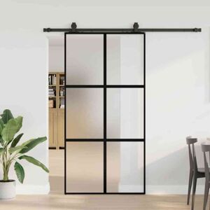 vidaXL Puerta corredera - Negro - 102,5x205 cm - Cristal templado vidaXL Puerta corredera - Negro - 102,5x205 cm - Cristal templado