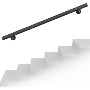 Wiltec - Set Pasamanos Barandilla 190cm Negro Acero Montaje A La Pared Sujeción Escalera Seguridad Decoración Wiltec - Set Pasamanos Barandilla 190cm Negro Acero Montaje A La Pared Sujeción Escalera Seguridad Decoración