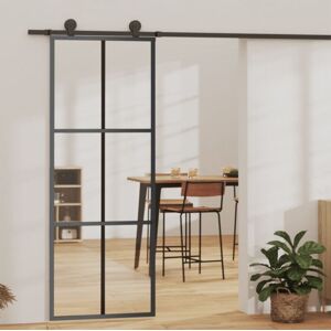 Vidaxl - Puerta Corredera Con Herrajes Esg Vidrio Y Aluminio 76x205 Cm Vidaxl - Puerta Corredera Con Herrajes Esg Vidrio Y Aluminio 76x205 Cm