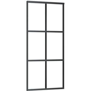 Vidaxl - Puerta Corredera Esg Vidrio Y Aluminio Negra 90x205 Cm Vidaxl - Puerta Corredera Esg Vidrio Y Aluminio Negra 90x205 Cm