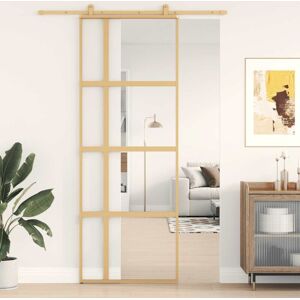 Vidaxl - Puerta Corredera Dorada De Vidrio Esg Transparente Y Aluminio Vidaxl - Puerta Corredera Dorada De Vidrio Esg Transparente Y Aluminio