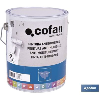 Pintura Antihumedad Sintética (4 L) Blanco Satinado , La Pintura Antihumedad Sintética En Color Blanco Satinado Es La Solución Ideal Para Combatir Los Problemas De Humedad E - Cofan Pintura Antihumedad Sintética (4 L) Blanco Satinado , La Pintura Antihumedad Sintética En Color Blanco Satinado Es La Solución Ideal Para Combatir Los Problemas De Humedad E - Cofan