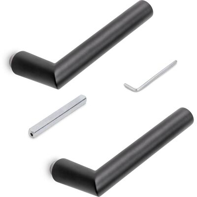 Manivelas Para Cerraduras De Puertas De Cristal De Paso, Forma L-r, Aluminio, Acabado Pintado Negro - Emuca Manivelas Para Cerraduras De Puertas De Cristal De Paso, Forma L-r, Aluminio, Acabado Pintado Negro - Emuca