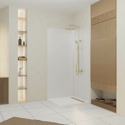 AURLANE Pack 2 Paneles Murales De Aluminio Blanco 90x210cm + Perfiles De Acabado Y Angular Oro Cepillado AURLANE Pack 2 Paneles Murales De Aluminio Blanco 90x210cm + Perfiles De Acabado Y Angular Oro Cepillado
