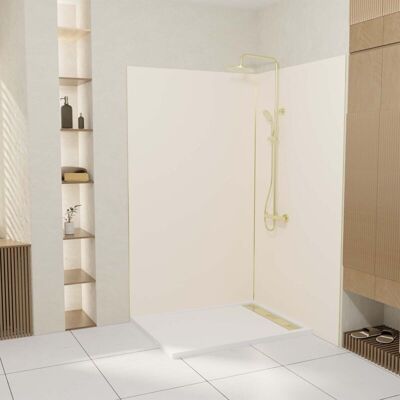 AURLANE Pack 2 Paneles Murales Aluminio Marfil 120x210cm + Perfiles Oro Cepillado AURLANE Pack 2 Paneles Murales Aluminio Marfil 120x210cm + Perfiles Oro Cepillado