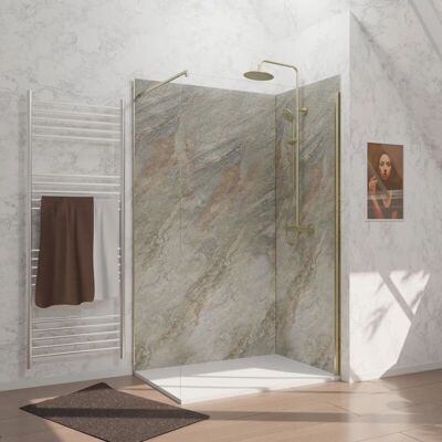 AURLANE Pack 2 Paneles Murales Wood Stone 120+90x210 - Perfiles Oro Cepillado AURLANE Pack 2 Paneles Murales Wood Stone 120+90x210 - Perfiles Oro Cepillado