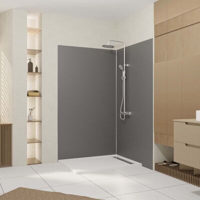 AURLANE Pack De 2 Paneles Murales Aluminio Gris 120x210 Cm + Perfiles Cromos AURLANE Pack De 2 Paneles Murales Aluminio Gris 120x210 Cm + Perfiles Cromos