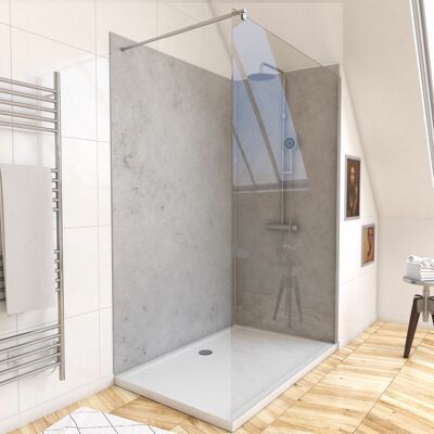 AURLANE Pack 2 Paneles Murales Piedra Light Grey 90+120x210cm Con Perfiles Cromados AURLANE Pack 2 Paneles Murales Piedra Light Grey 90+120x210cm Con Perfiles Cromados